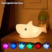 Vista 2 de ZKLiLi Luz nocturna de tiburón para niños, recargable y bonita lámpara suave para niños y niñas, regalos de Navidad, luces nocturnas para niños