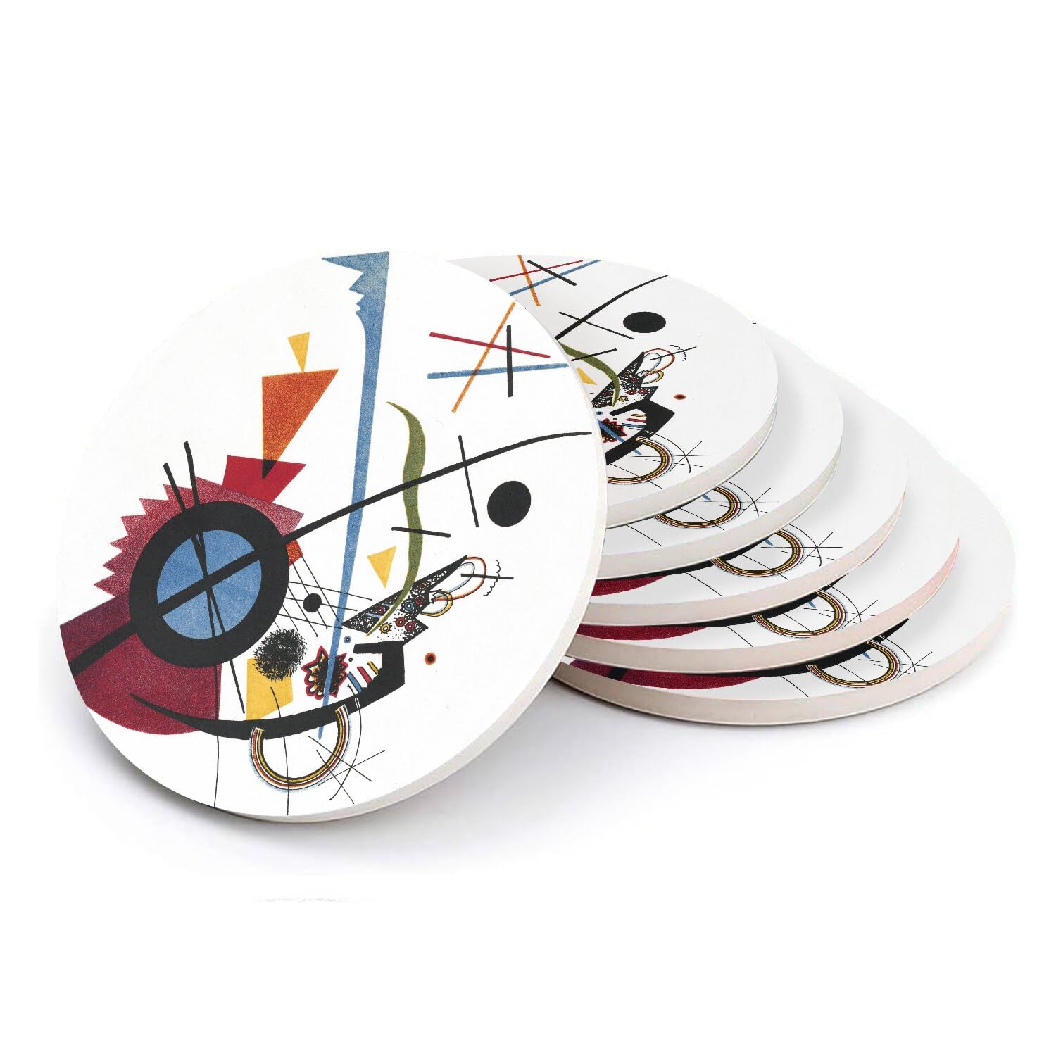 Sous-verre ronds en céramique Kandinsky lot de 6 de 10.8 cm