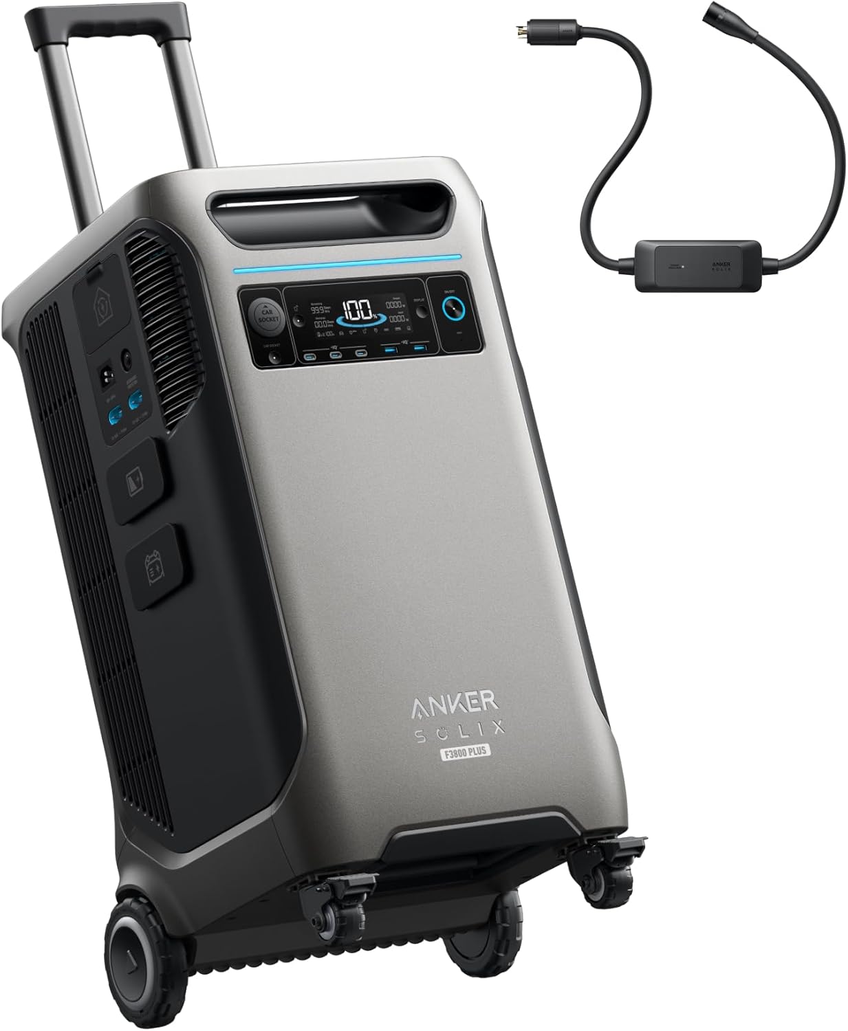 Anker SOLIX F3800 Plus Moveable Energy Station (2025 NEW) and 240V Generator Enter Adapter, 3,840Wh, 3,200W Photo voltaic Enter, Turbines for Dwelling Use, Works with Generator, For Energy Outages and Emergencies