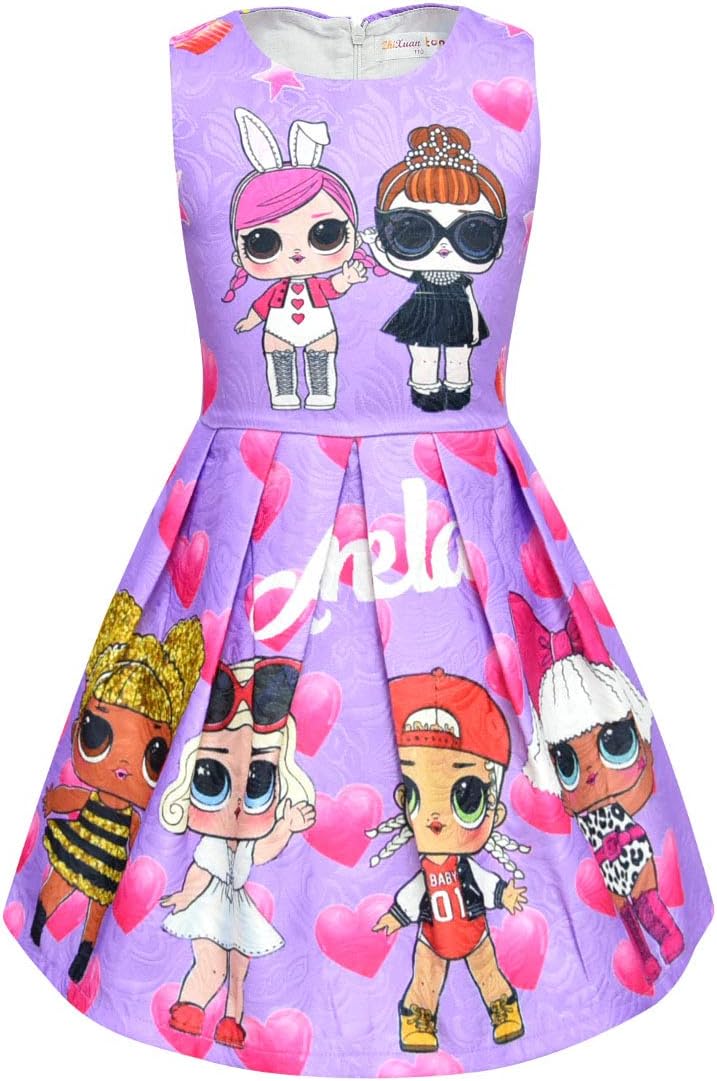 UPSTONE LOL Dress Clothing for Girls| Pink Princess Dress for LOL Birthday Princess Outfit … (Purple, 140cm)