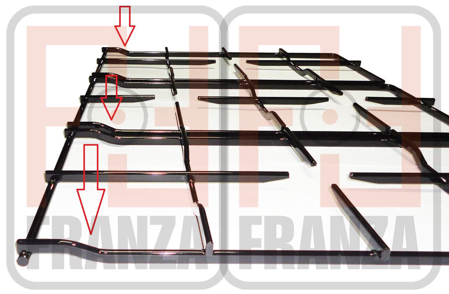Franza - Kit 3 griglie per Ariston Hotpoint in ferro smaltato nero per cucina piano cottura 4 fuochi a gas serie PF7 - C00041903 - C00041904 - P0275/KIT
