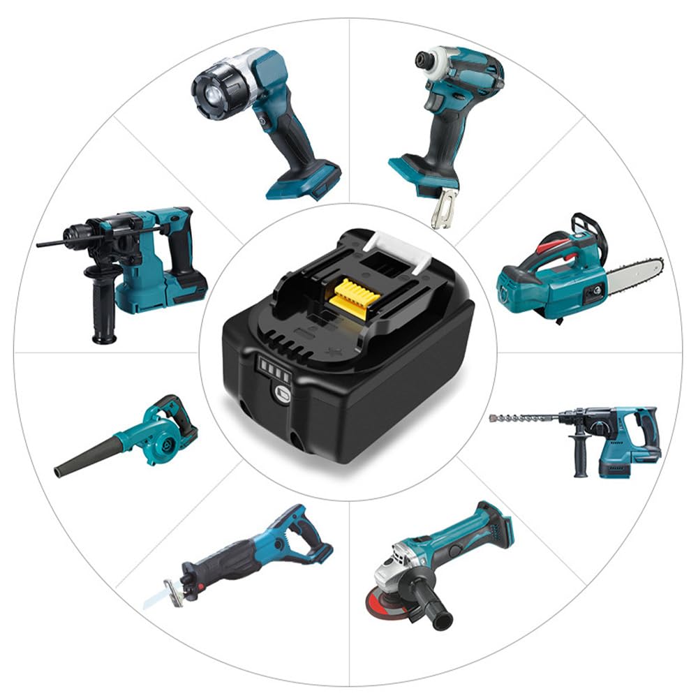 BL1860B 18V 6,0Ah 6000mAh BL1850B - Batería de herramientas compatible con Makita 18 V batería 6 Ah para Makita DDF482Z DDF484Z DDF485Z DDF487Z DDF489Z, batería motosierra DUC353 DUC254Z