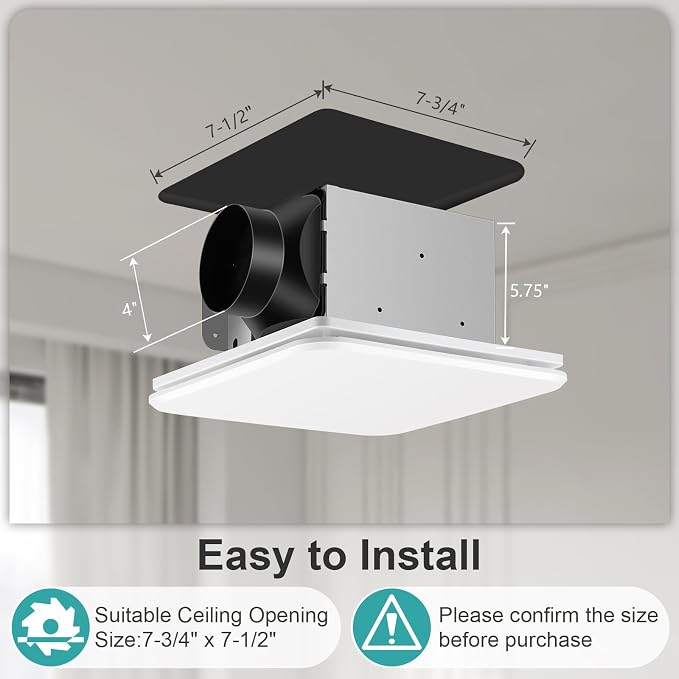 Extractor de baño JOEAONZ 110 CFM con diseño oculto miniatura 2