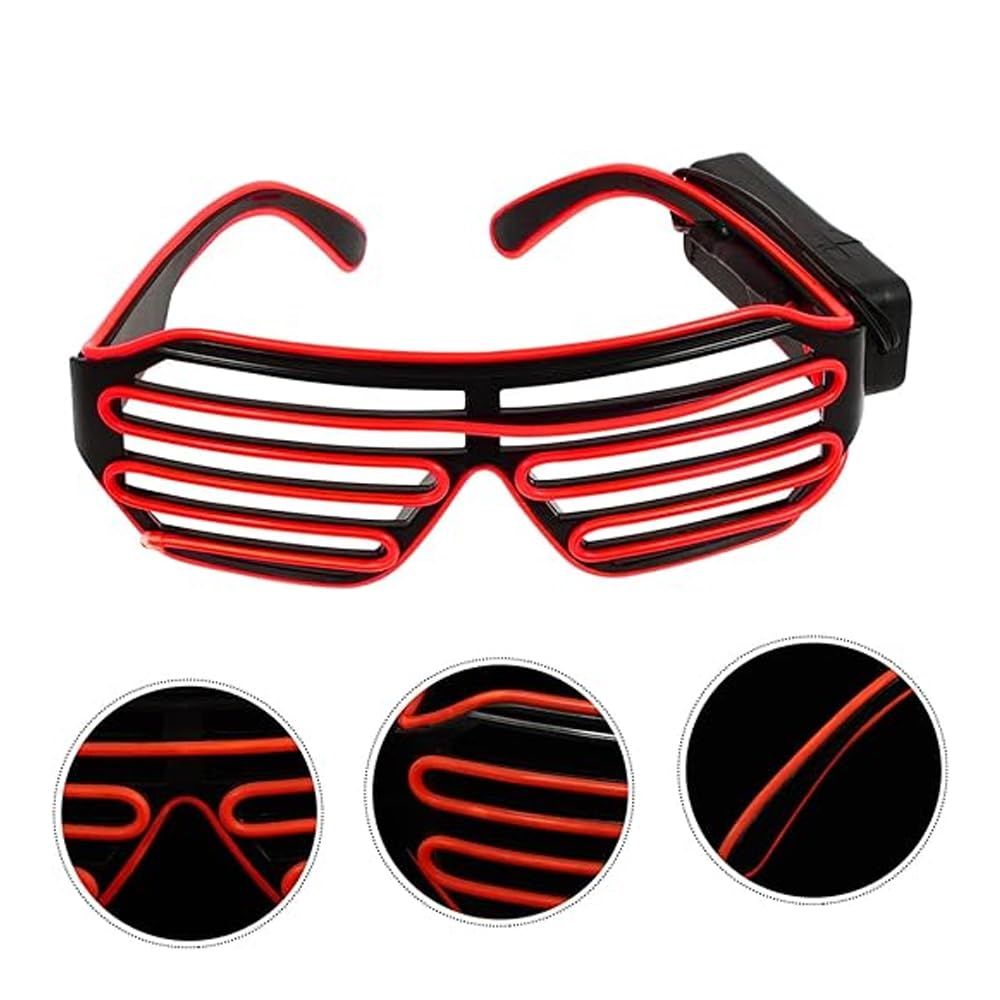 Gizelle LED Light Up Neon Shutter Glasses Wireless Flashing Party Eyeglasses Neon Glow In Dark Illuminated Frames For Disco Christmas DJ Costume Party Favors Red - Image 3