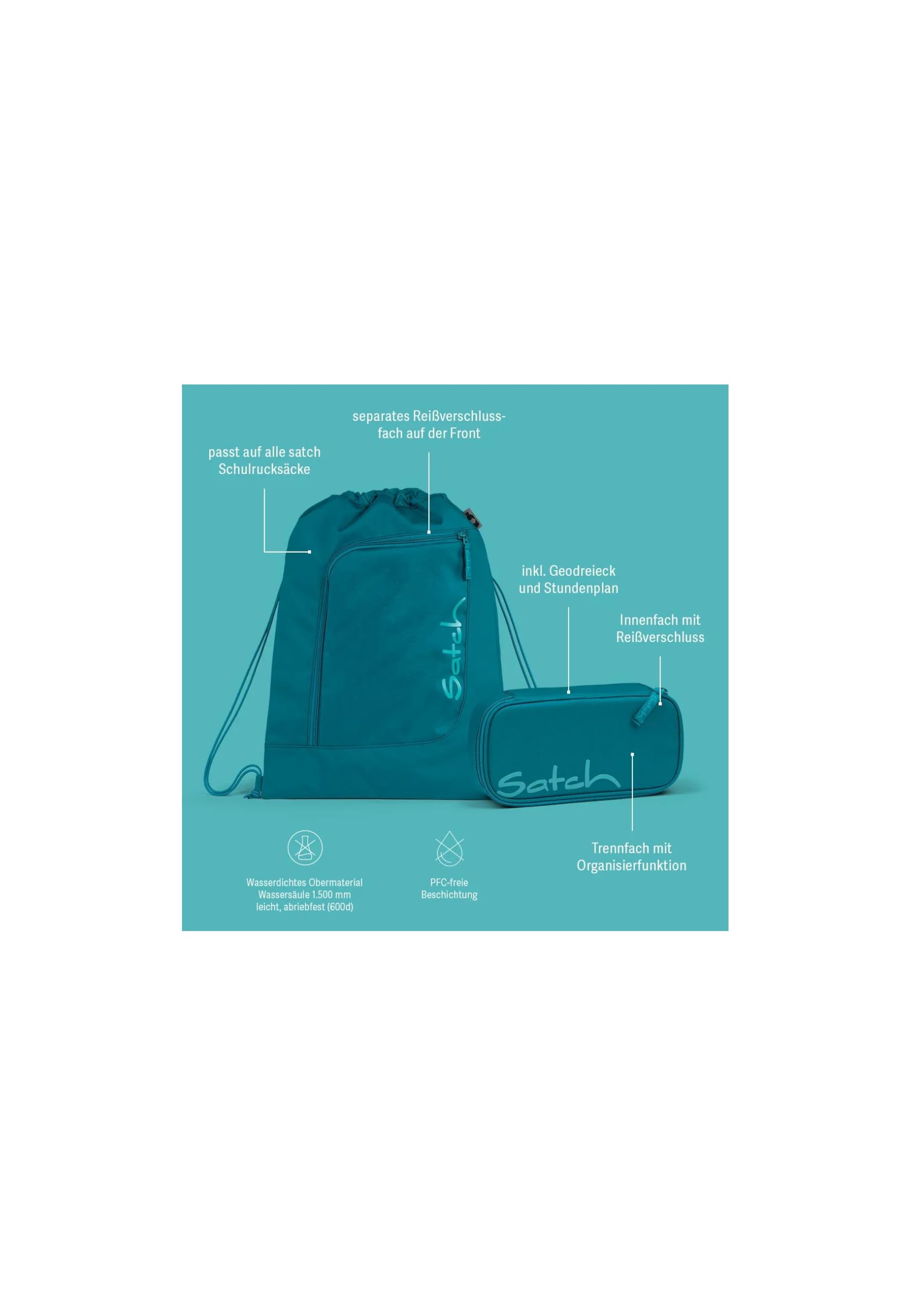 Satch Pack Bundle Schulrucksack-Set ab 5. Klasse ergonomisch 4-teilig 30L Stauraum standfest Organisationstalent Deep Petrol - Petrol
