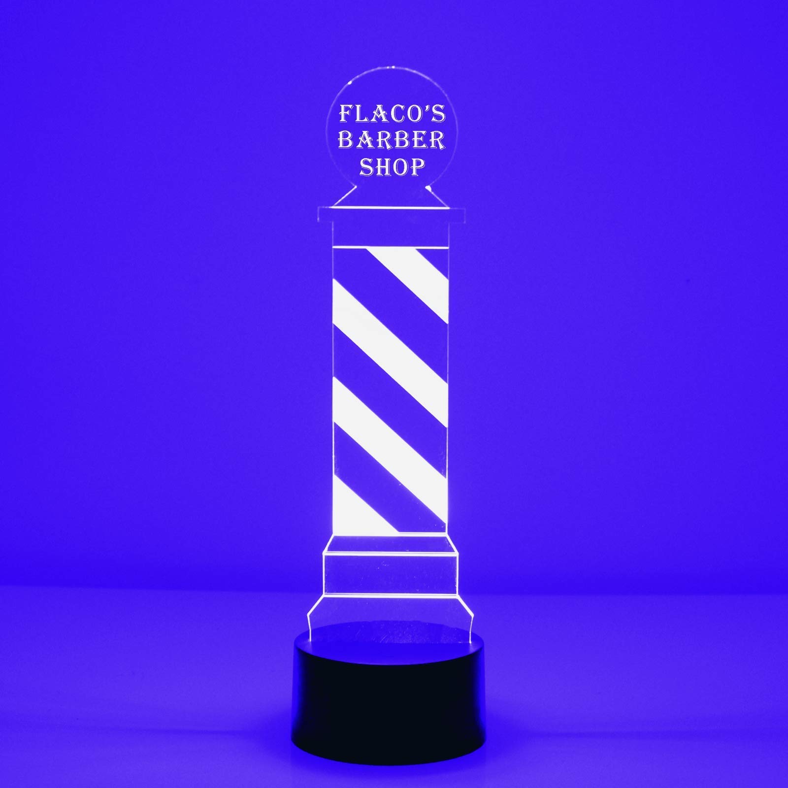 Custom Barbershop Barber Pole LED Sign Night Light Lamp with Remote, Light Up Display with Personalized Name or Image, Customized and Made in The USA,