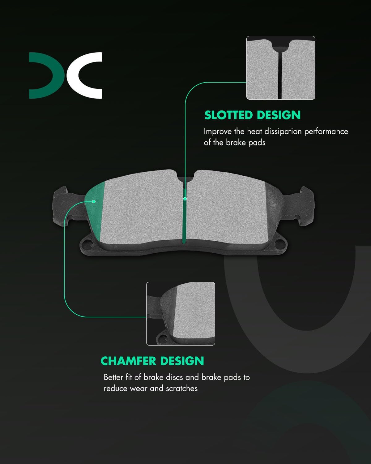 SCITOO D1629 D1630 Front Ceramic & Rear Semi-Metal Brake Pads Sets w/Hardware Fit For Benz For GL350 For GL450 For GLE300d For GLE350 For GLE400 For GLS350d For GLS450 For ML250 For ML350 For ML400