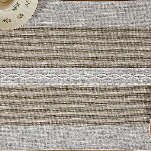 Farmhouse Braided Striped Table Runner Rustic Embroidery Coffee Table Runners for Decorations Weddings Holiday Brown 13x48inch - Image 7