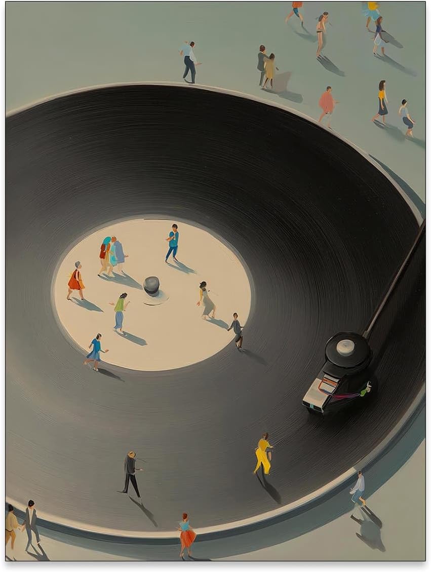 Vinyl Record Player Canvas Wall Art Vintage Music Poster Minimalist Turntable With Tiny Dancers Print For Living Room Bedroom Wall Decor 12x16 inch Unframed