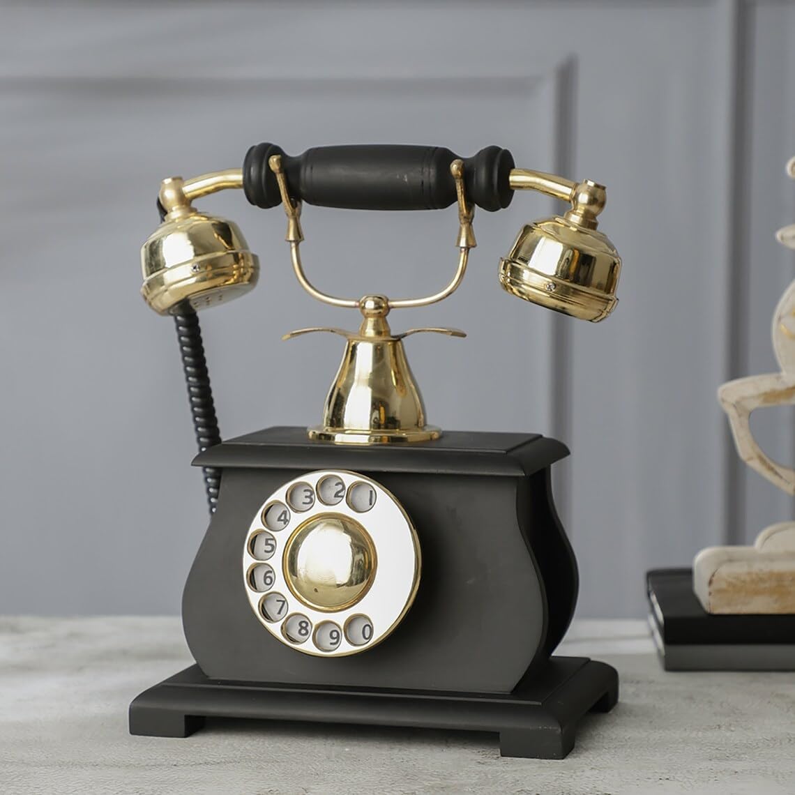 Decor Antique Brass and Wooden Non Working Decorative showpiece Telephone,-image-41