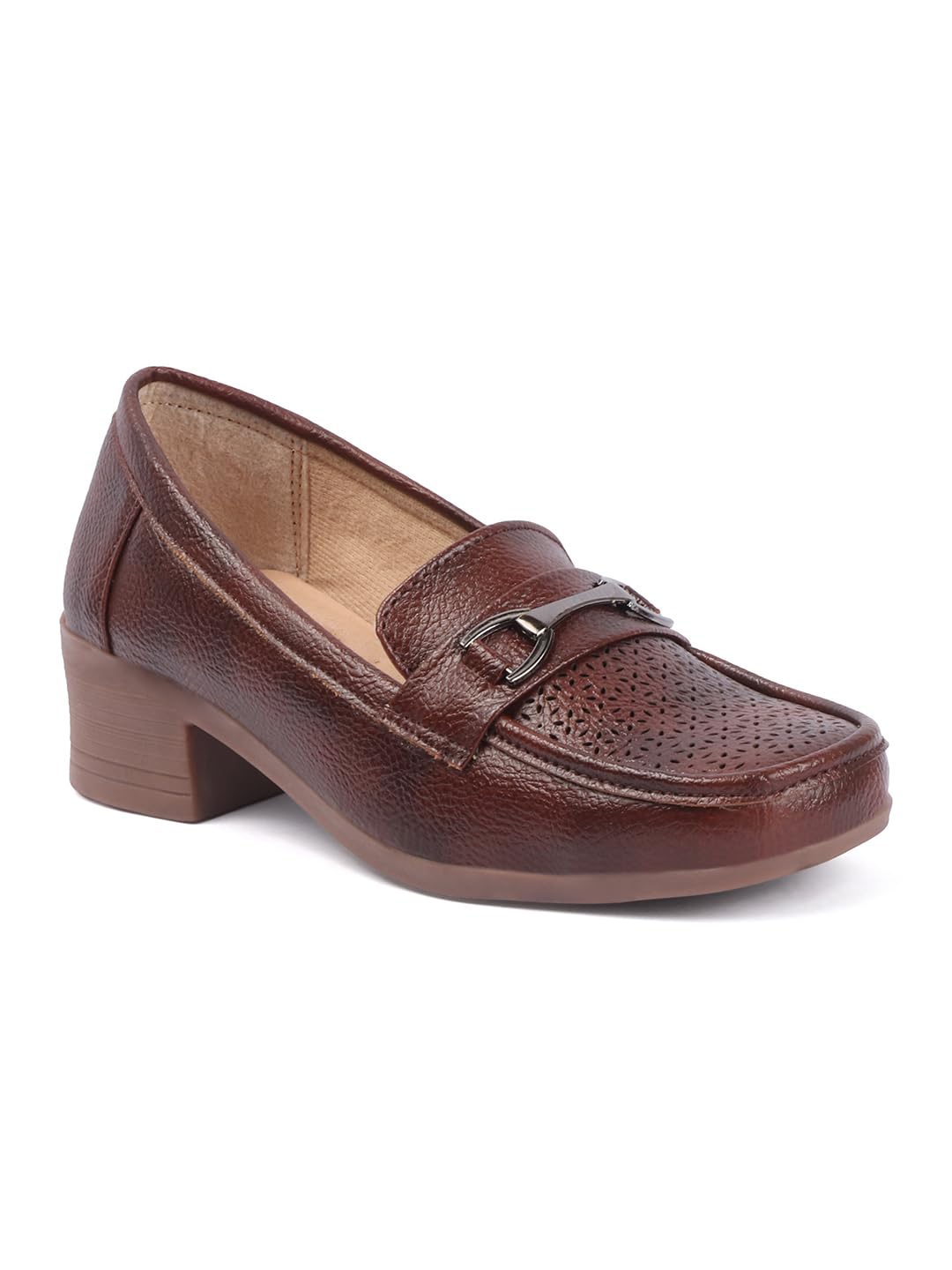 Women’s Block Heel Loafers with Cushioned Insole, Slip-On Comfortable Casual and Office Wear Stylish Shoes-image-11