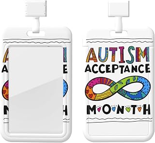 Autism Awareness Acceptance Month Id Badge Holder with Lanyard Name Tag Card Protector Cover Case for Nurse Teacher Student Office Worker