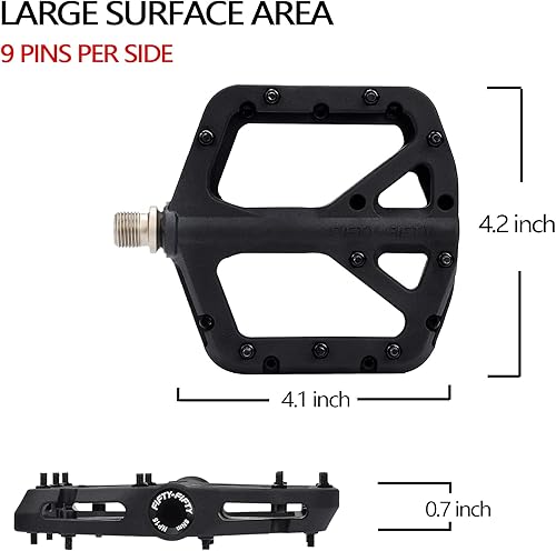 Miniatura 3 de FIFTY-FIFTY Pedales de bicicleta de montaña, compuesto de nailon MTB antideslizante, pedales de bicicleta de 916 pulgadas, plataforma plana ligera y