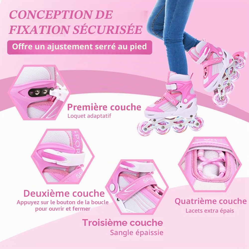 Rollers en Ligne Enfants Filles Garçon Tailles Ajustables