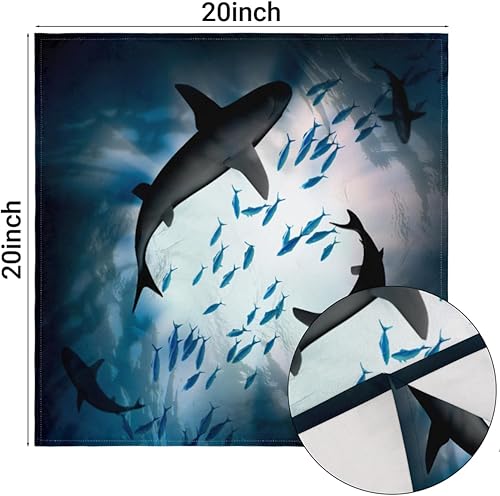 Miniatura 3 de Cloth Napkins Set of 6 Ocean Shark 20x20 Inch Cloth Napkins Watercolour Shark Washable Reusable Kitchen Dinner Napkins Table Decor for Wedding,