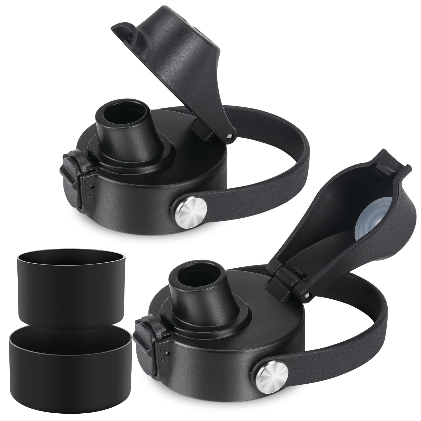 Generic Auto Flip Lid and Protective Boot for Hydroflask Wide Mouth 12oz - 40oz, Spout Lid for WIDE MOUTH Water Bottle, Replacement Lid with Silicone Bottom Cover