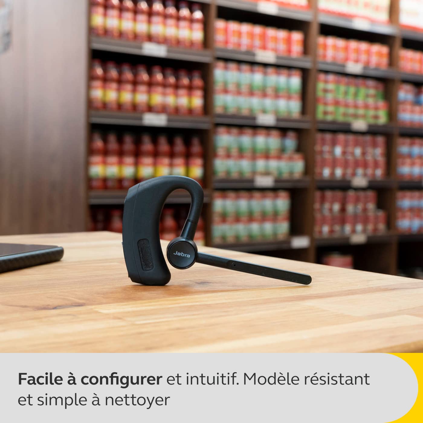 Jabra Perform 45 - Micro-Casque Mono Bluetooth à EarHook avec Microphone à Ultra Annulation du Bruit avancé, Fonction Push-to-Talk (PTT) et Mode Face2Face - Design Discret, Noir