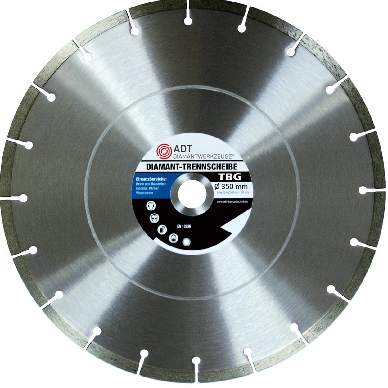 ADT Diamant - Disco de corte para hormigón, granito, diámetro 350 mm, orificio 20 mm