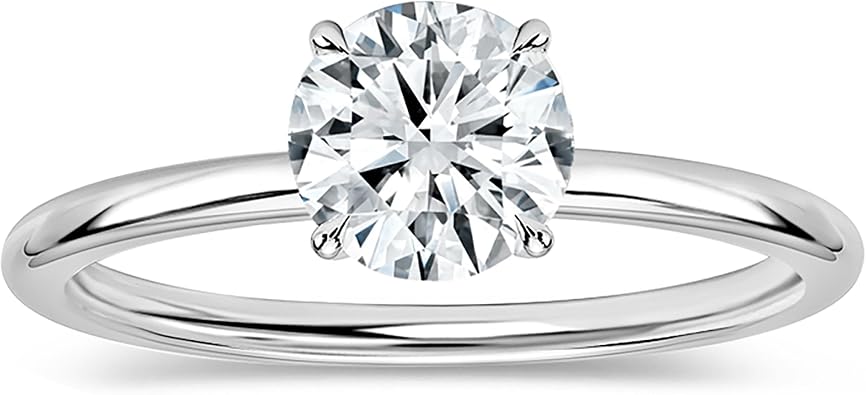 or Lab Grown White Diamond Solitaire Engagement Ring