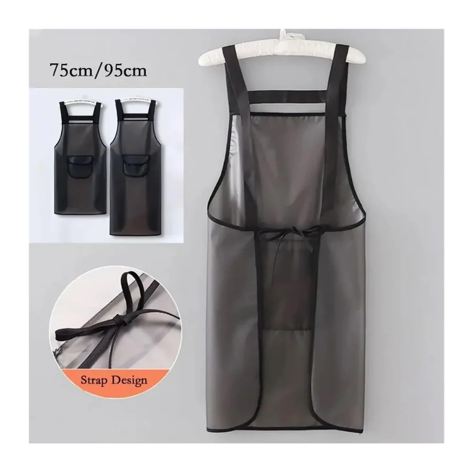 delantal cocina Delantal de cocina impermeable, delantal trabajo resistente al aceite for el hogar, delantales limpieza Negro transparente a prueba suciedad, 2 uds