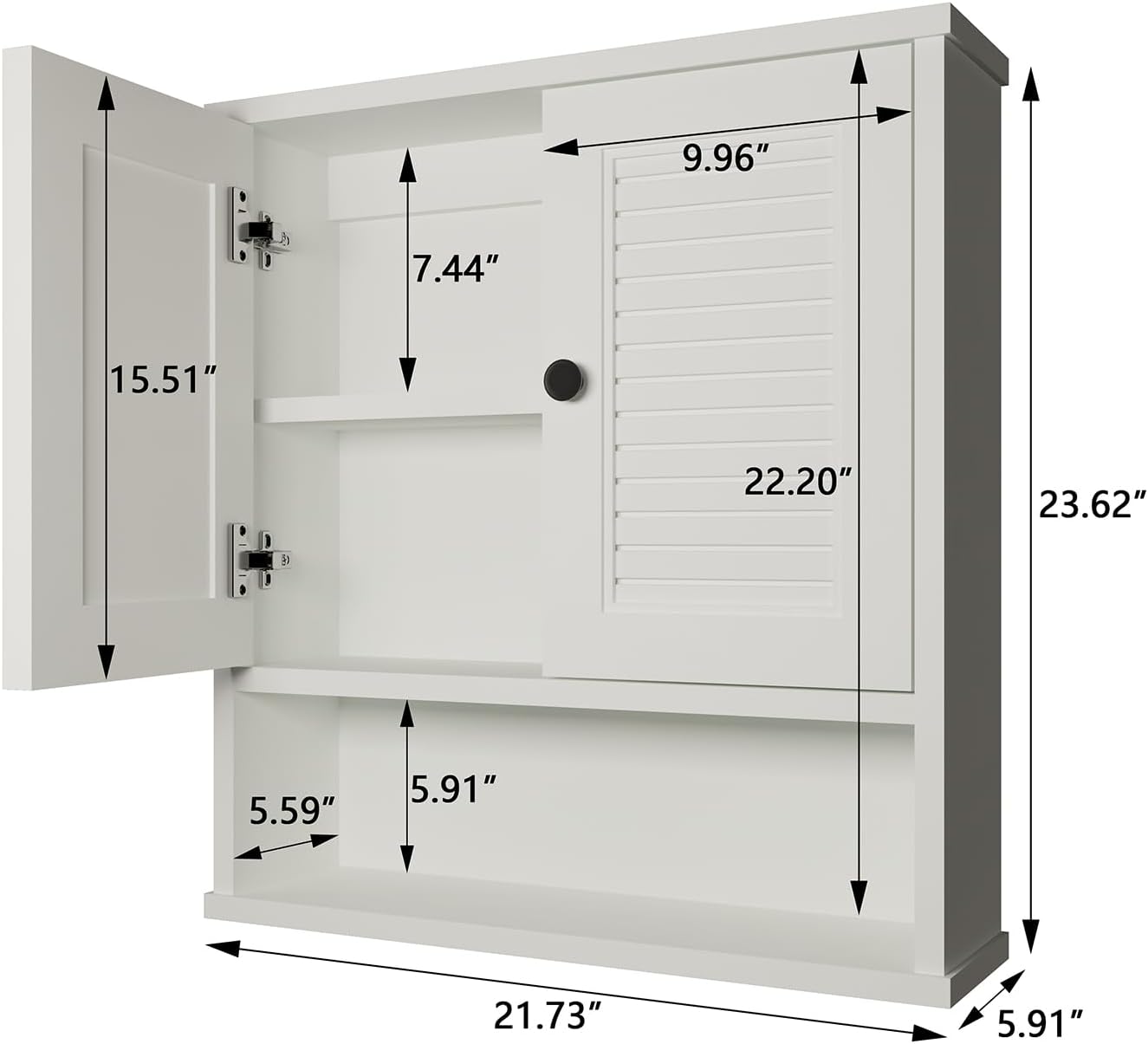 WPC Bathroom Cabinet Wall Mounted,Over Toilet Storage Organizer Adjustable Shelves,Suitable for Bathrooms,White