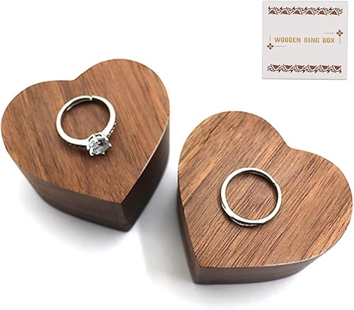 Miniatura 5 de Caja de madera de nogal para anillos, soporte interior suave, organizador de joyas, aretes, caja de presentación de madera para propuestas,