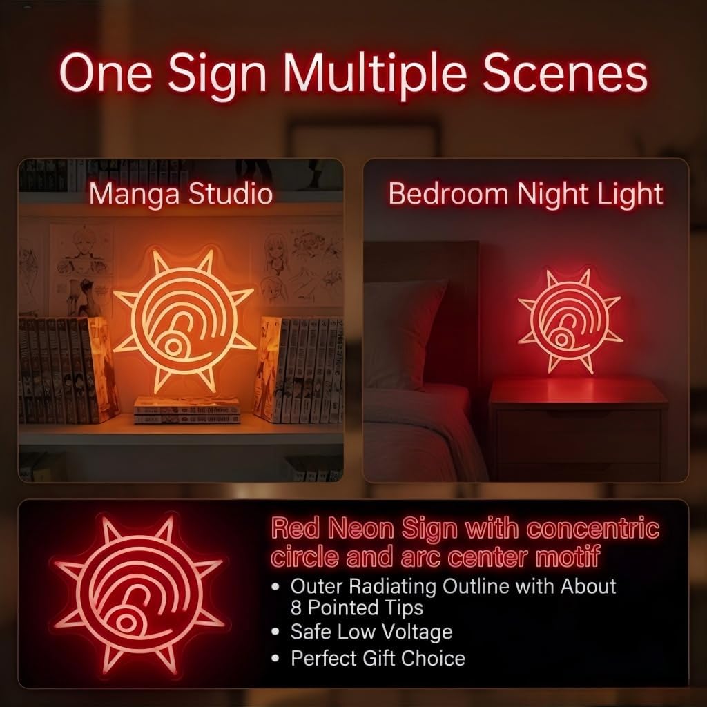 Wasteland Cleaner Symbol Neon Sign - 33x33cm Red LED Wall Art, Graffiti Style "Trash Hunter" Emblem for Gamer Room, Manga Fan Decor, Anime Style Night Light image 3
