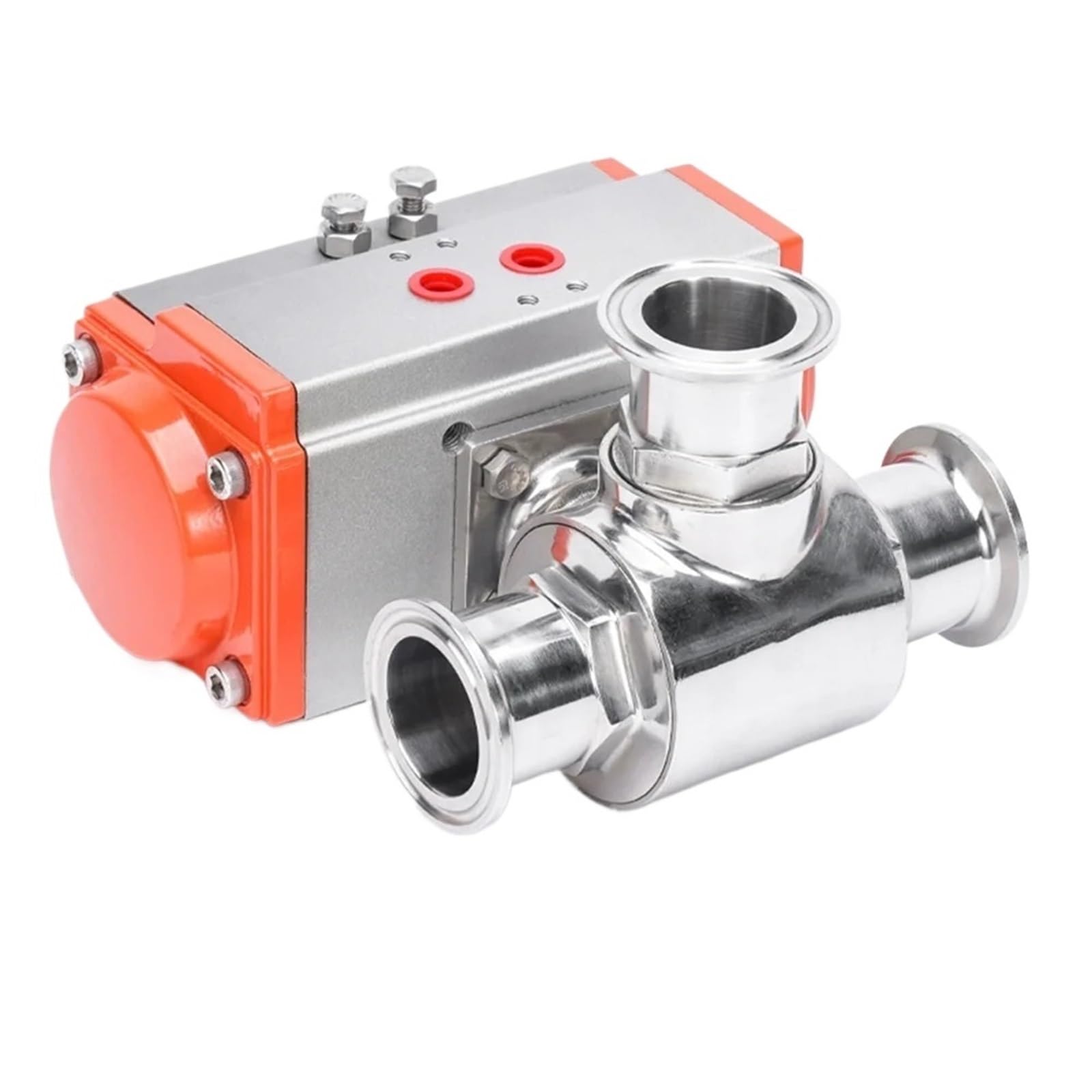 Uyuubnk Stainless Steel 316 1Pcs 1-1/2" Stainless Steel 304 316 Three Way T/L Port Tri-Clamp Od 50.5Mm Single Acting Pneumatic Ball Valve(,L Type)