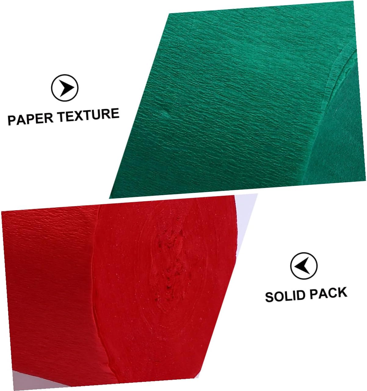 OSOLADY 9pcs Crepe Paper Streamers Roll Set for DIY Party Decorations, Red Green Gold Wrinkled Craft Paper for Halloween Christmas Background and Event Supplies