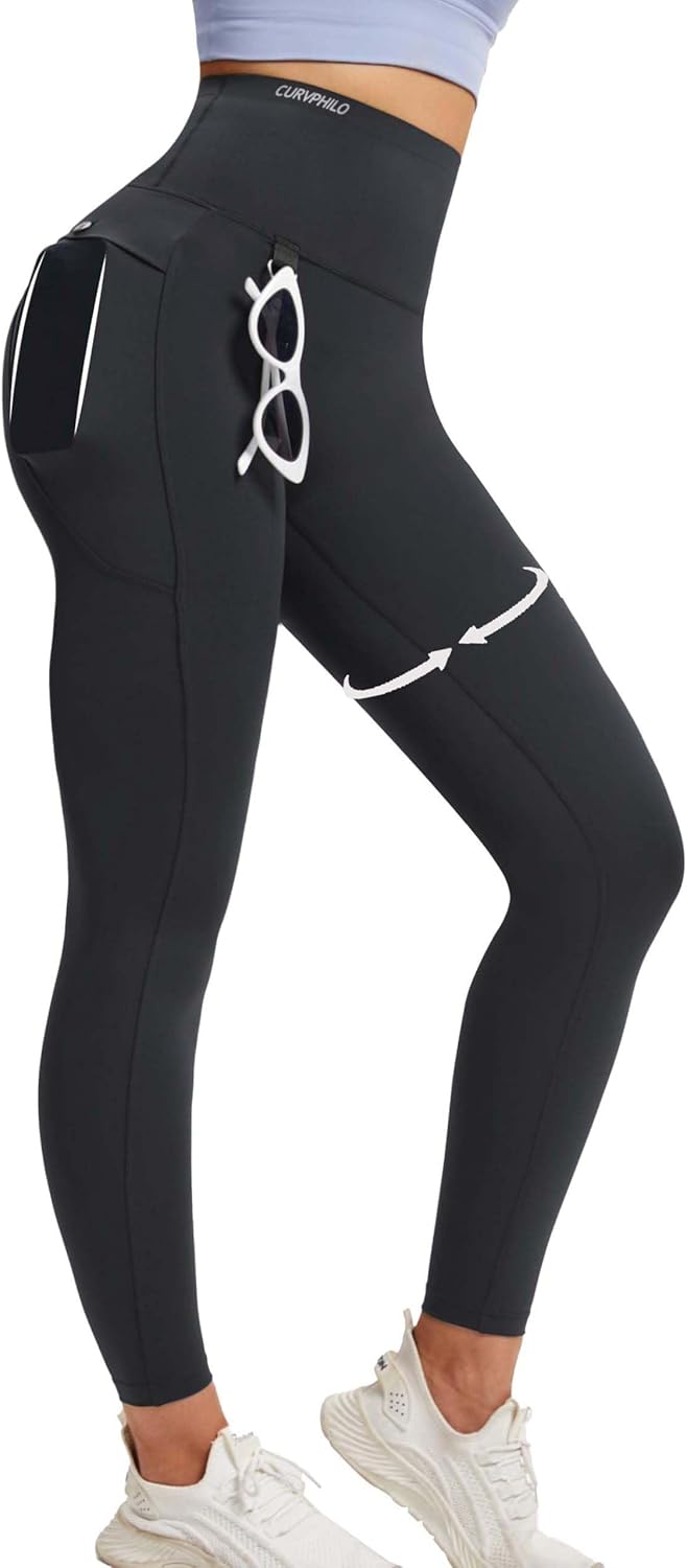 Compression Leggings Three Waist Pockets Butt Lifting Tummy Control Stretchy Shapewear Yoga Pants