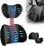 Genérico Reposacabezas de Coche y Cojín de Apoyo Lumbar, Juego de Almohada Ergonómica para el Cuello del Coche y...