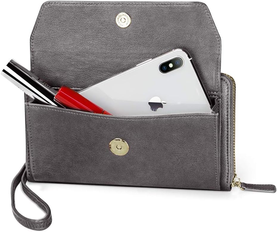 nuoku RFID Blocking Wristlet Wallet for Women, Zip-Around Crossbody Clutch with 2 Removable Straps | RFID, Zip Around, 2 Strap