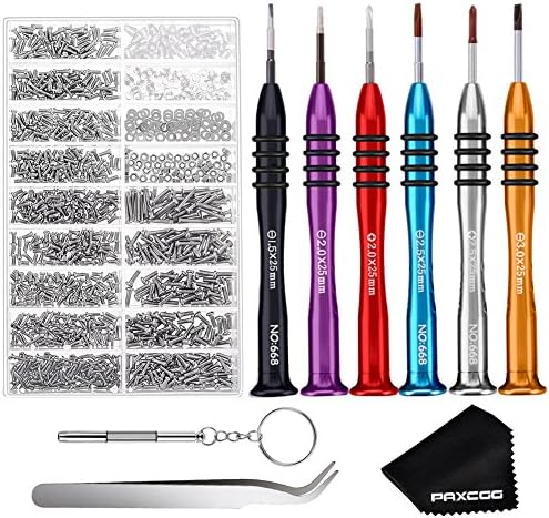 Paxcoo Eyeglass Repair Kit with 6 Pcs Magnetic Screwdrivers and Glass Screw for Glasses, Eye Glass, Sunglass Repair