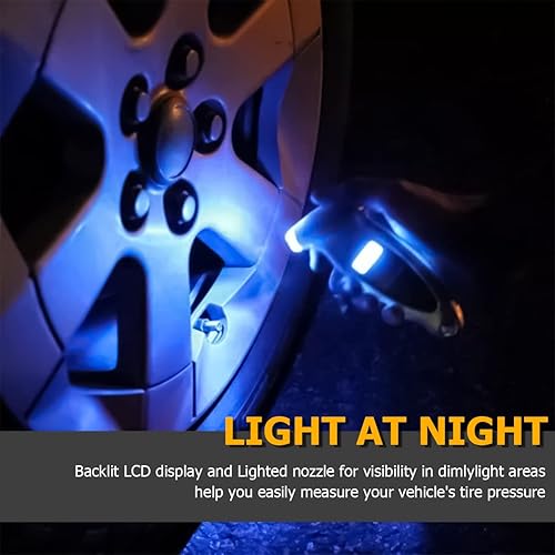 Miniatura 4 de Medidor digital de presión de neumáticos, 150 PSI, 4 ajustes, lector de medidor de neumáticos de automóvil, LCD retroiluminado y herramienta de