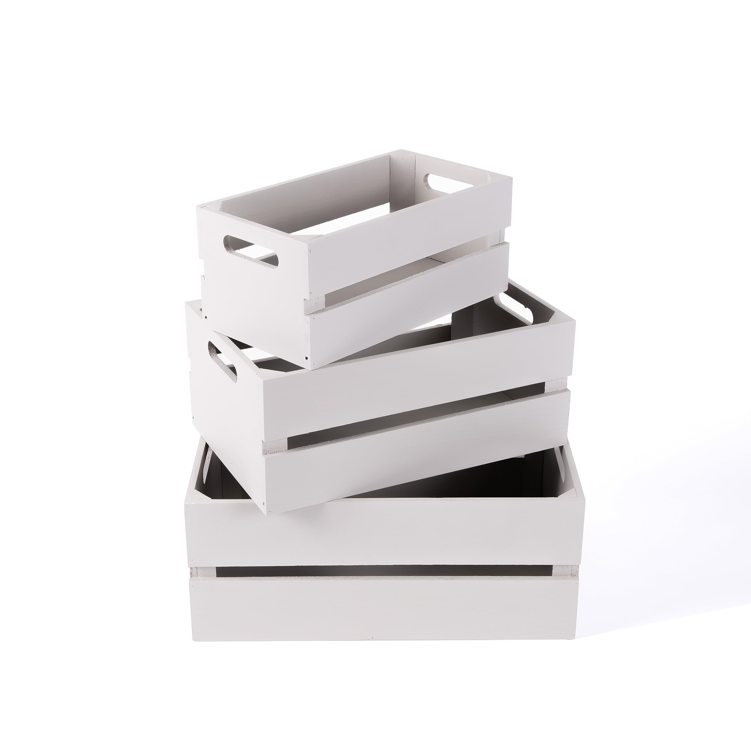 Green Leaves Grey Superb Wooden Apple Crate Retail Display Shelf Box Storage Christmas Gifts Hamper (, Set: L+M+S)