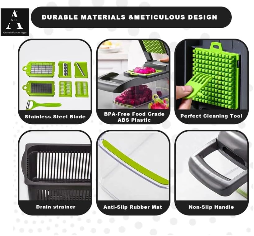 Miniatura 5 de 2025 Nuevo 18 en 1, picador de verduras, ensalada y cebolla, picador de verduras y verduras, cortador de verduras, cortador de patatas y cebolla,
