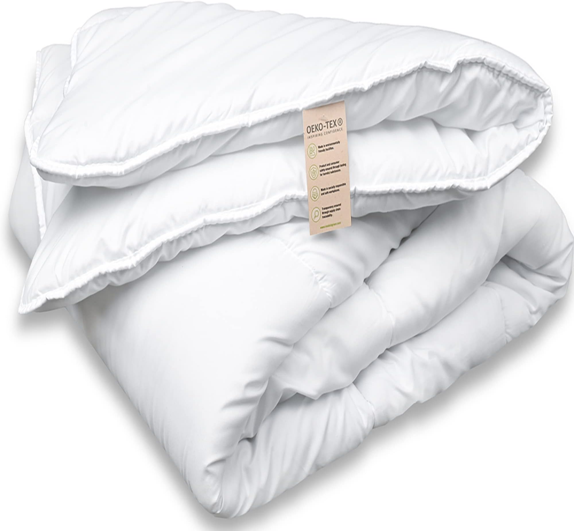 FAM' HOME HOME COSINESS FH Duvet 140 x 200 cm White - Blanket 140 x 200 cm - Quilt Made in Green Certified, Hypoallergenic, Soft, Durable, 350 g/m², One Person