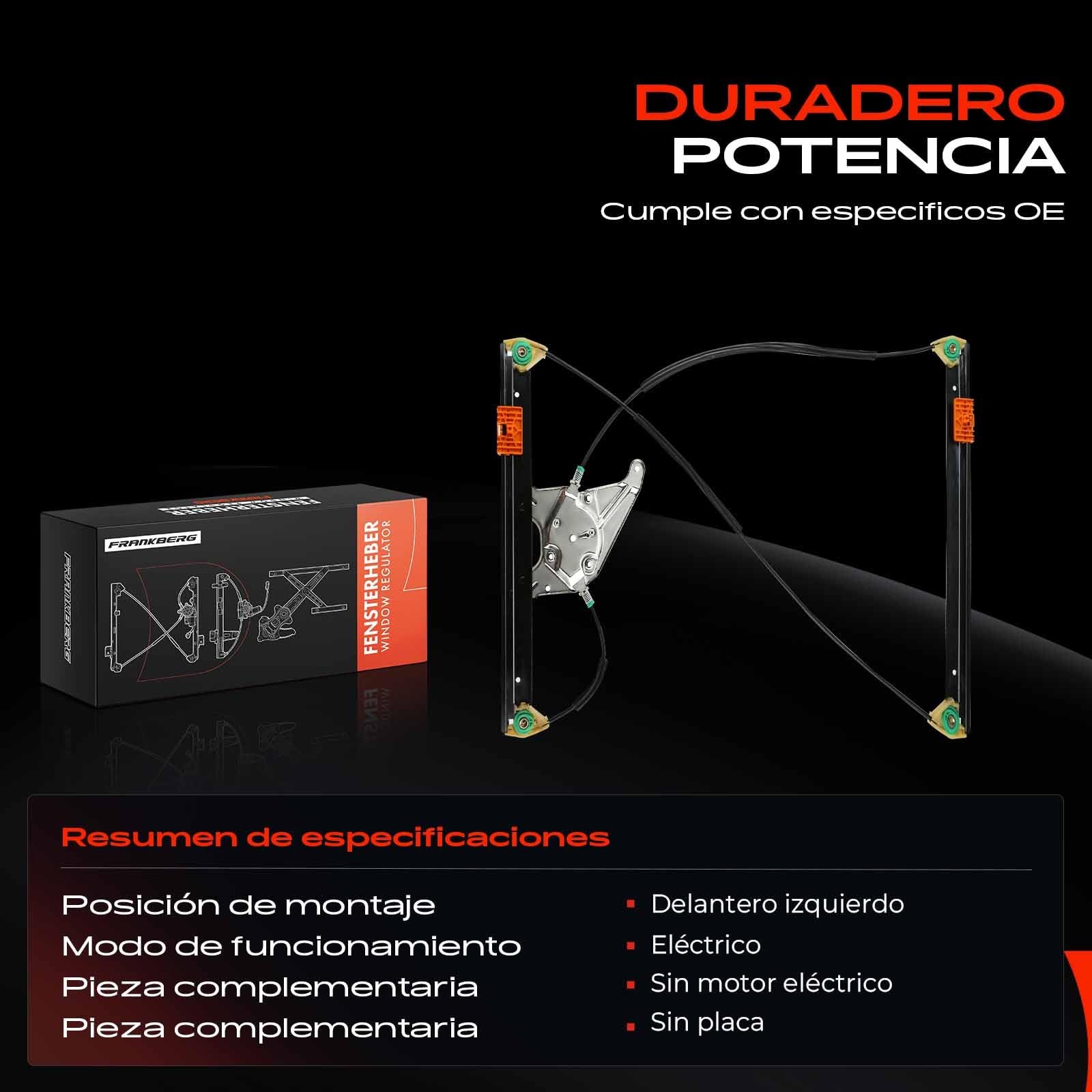 Frankberg Regulador de ventana eléctrico sin motor delantero izquierdo | eléctrico, sin Motor, Al frente, izquierda, 8L3837461; 8L3837461; Compatible con: A3 8L1