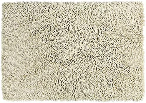 Nouvelle Legende Eurow Grip Tech Chenille Microfiber Bath Mat, Quick Dry Absorbent Rug for Tub or Shower, Machine Washable Indoor Mat for Home Spa Decor, 24 x 36 Inch, Beige