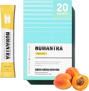 Humantra Hydration Packets | Zero Calorie, Zero Sugar Electrolyte Hydration Multiplier w/Essential Minerals, Support Immune & Metabolic Functions | Electrolytes Powder (20 count, Apricot)