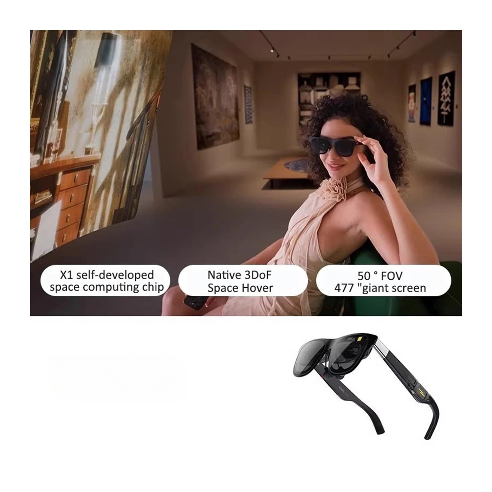 Gafas Inteligentes de Realidad Aumentada con Pantalla HD de 4,77", 3DoF, Efecto de Vuelo Espacial, 3D Real, compatibles con iPhone, Mac, Switch, PS5, Juegos y Cine Privado. ¡Nuevas!