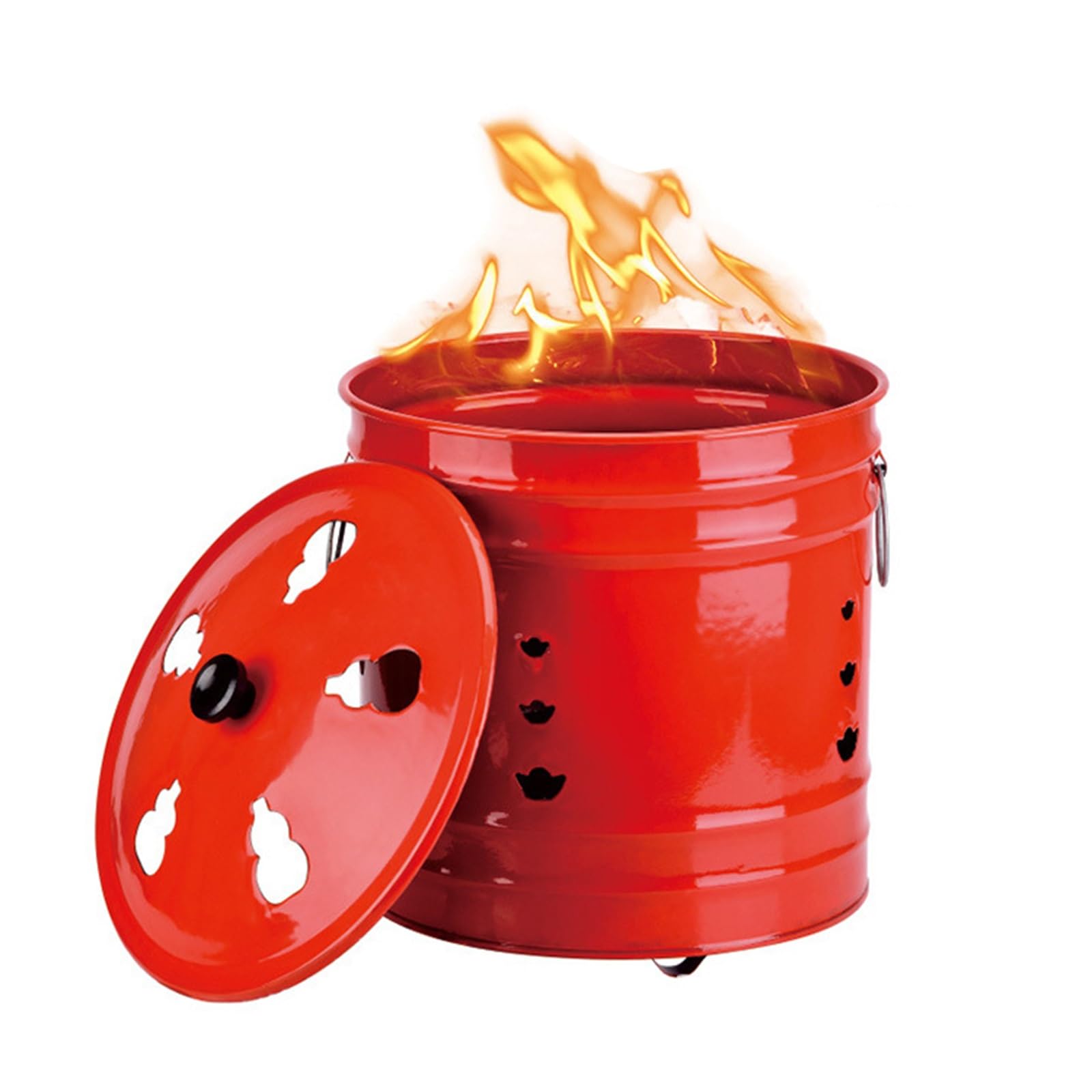 Incinerador de acero inoxidable con tapa y asa para basura de jardín