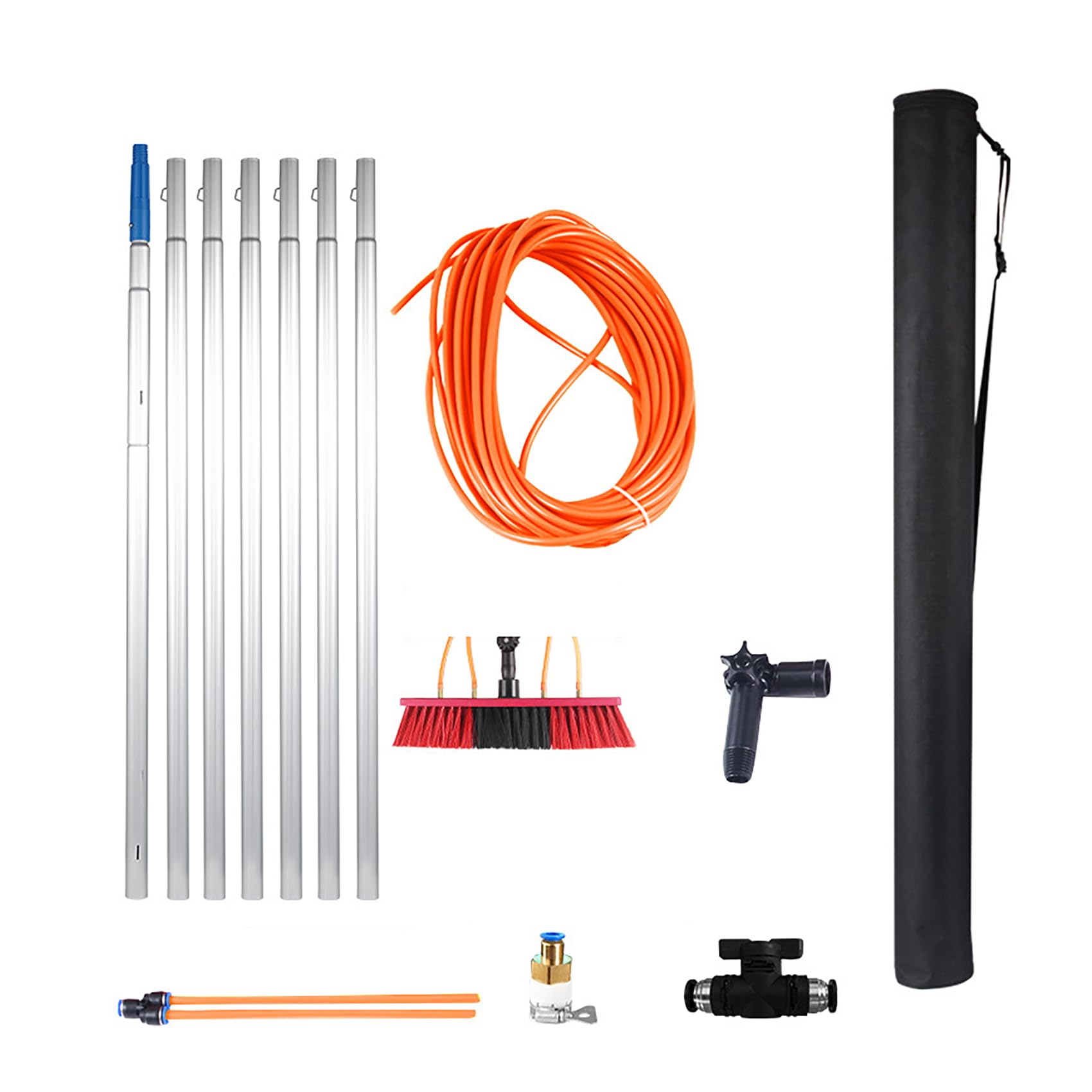 Pértiga extensible para limpieza de ventanas de 3 a 12 m con cepillo de 35 cm multiusos