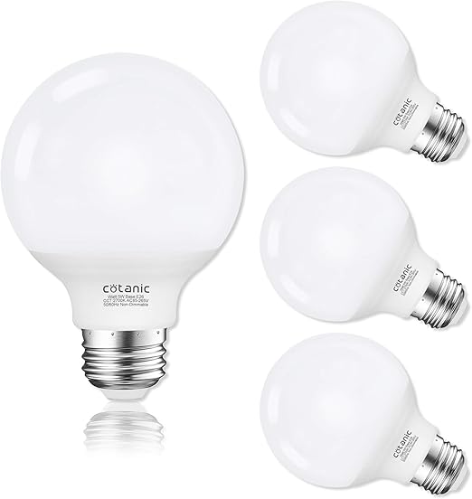 Cotanic G25 LED Vanity Light Bulb 2700K Warm White, Globe