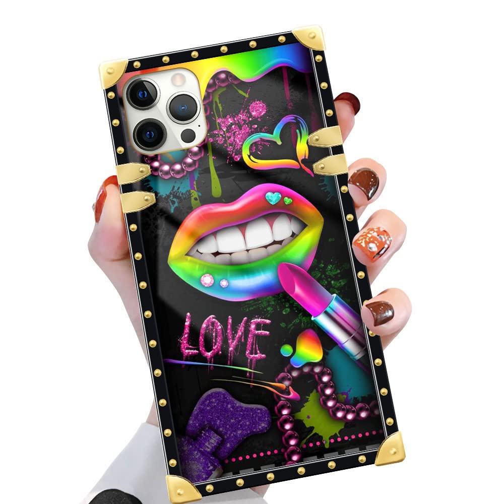 Yuning419Case Compatible with iPhone 12 Pro Max,Lipstick Lips 12 Pro Max Case for Girls Womens,Luxury Soft TPU Shockproof Protective Hard PC Case for iPhone 12 Pro Max 6.7 inch