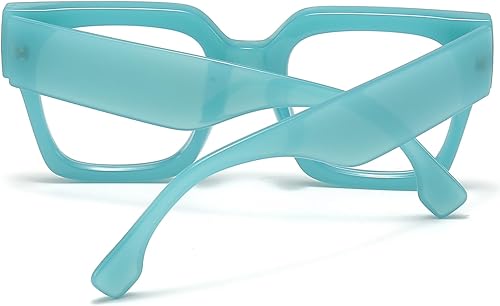 Miniatura 5 de Gafas de montura cuadrada de gran tamaño para mujeres y hombres, lentes de moda con marco grande azul claro sin receta