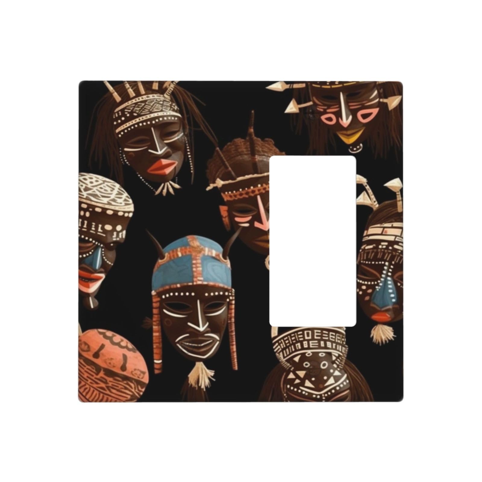 Kloph Style K Decorator Wall Plate 2 Gang Light Switch Covers African Ritual Ethnic Tribal Wallplate Double Toggle Switch Plate Mid-Size Electrical Outlet Covers Decorative Wall Switch Plate Cover