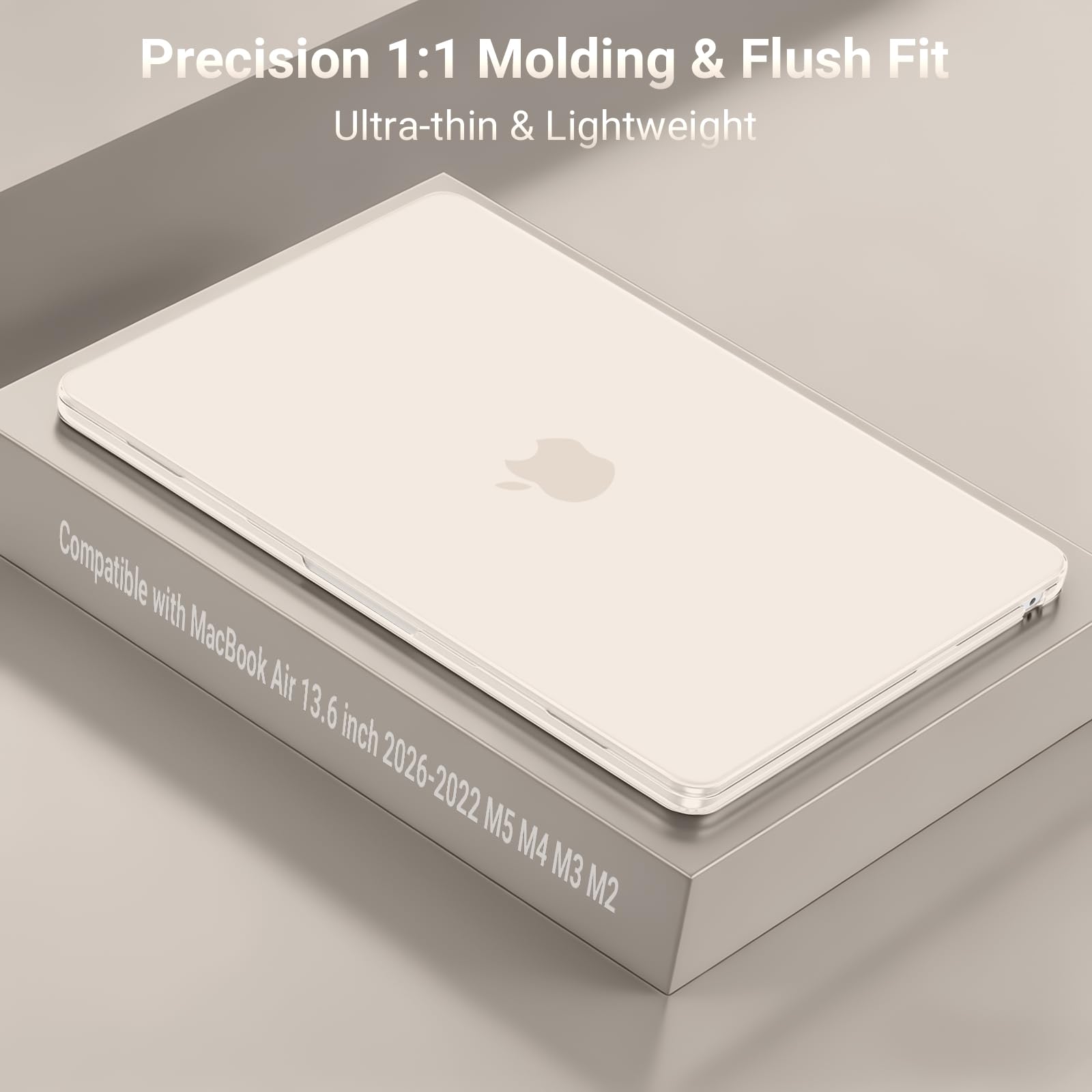 MOSISO Etui kompatybilne z MacBook Air 13 cali, M4, M3, M2, 2025, 2024-2022, A3240, A3113, A2681, twarda obudowa i osłona klawiatury, folia ochronna na wyświetlacz i worek do MacBook Air 13,6", beżowe