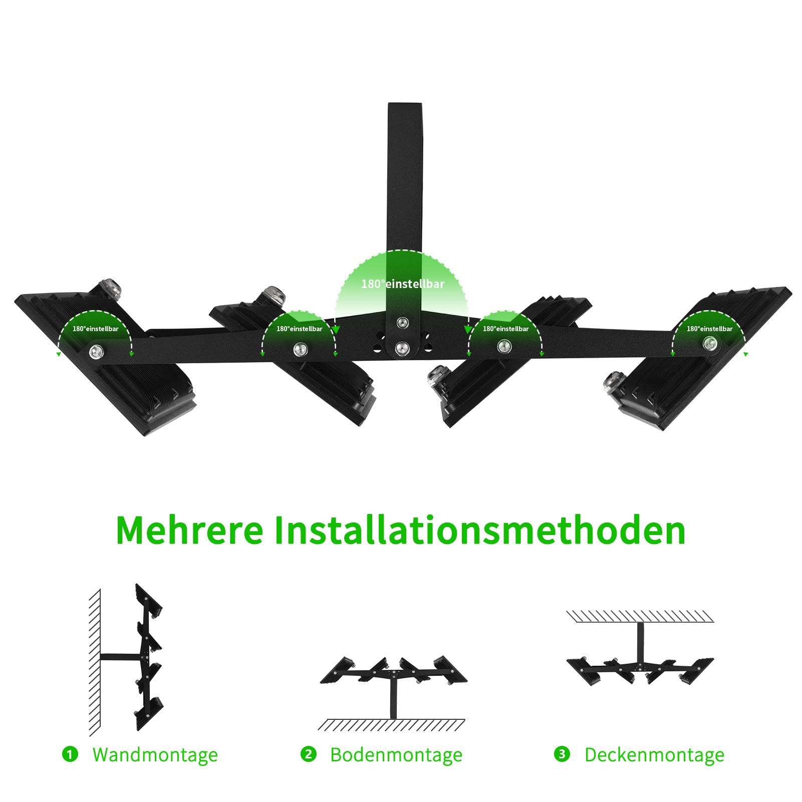 papasbox 2 Stück 400W LED Strahler Flutlichter Außen | Scheinwerfer Außenstrahler 6500K Kaltweiß IP66 Wasserdicht | LED Fluter für Garten Garage Sportplatz
