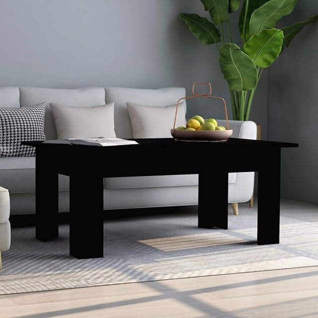 vidaXL Coffee Table Stylish Home Living Room Office Couch Sofa End Side Telephone Table Plant Stand Furniture Black Engineered Wood